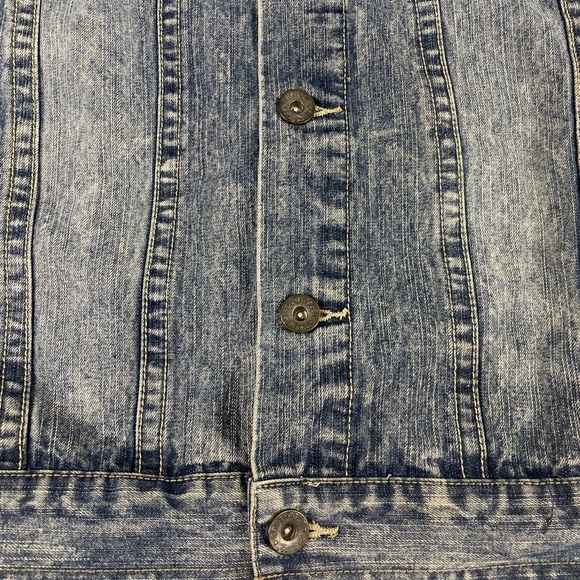 Southpole Premiun Mens Blue Biker Patched Denim Vest Size L - Picture 6 of 15